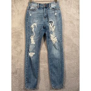 Judy Blue Los Angeles Boyfriend Fit Destroyed Thrashed Ripped Jeans 3/26 28x28‎